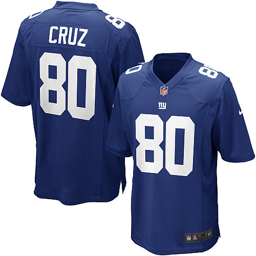Men's Game Victor Cruz Nike Jersey Royal Blue Home - #80 NFL New York Giants